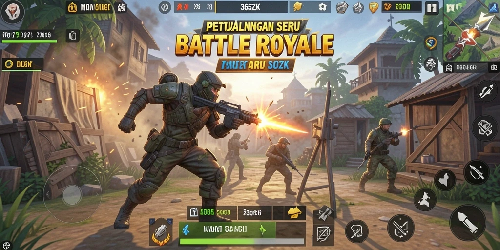 Tangkapan layar yang menampilkan aksi seru di arena Battle Royale.