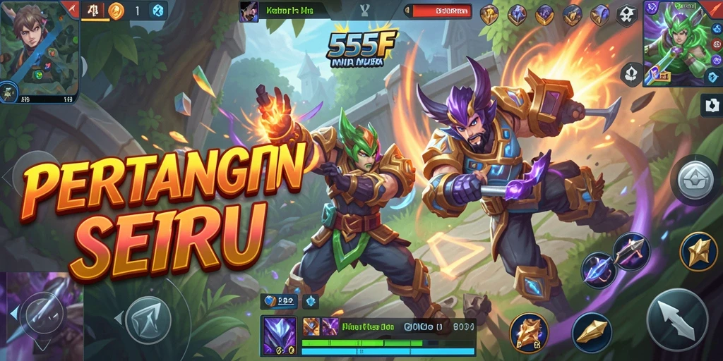 Tampilan memukau dari gameplay MOBA yang intens.