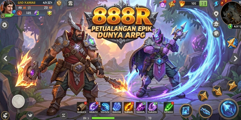 Tampilan gameplay seru di dunia 888R yang penuh aksi.