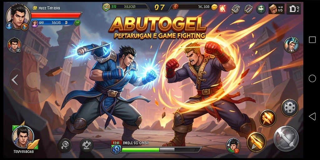 Tampilan gameplay pertarungan yang intens di ABUTOGEL.