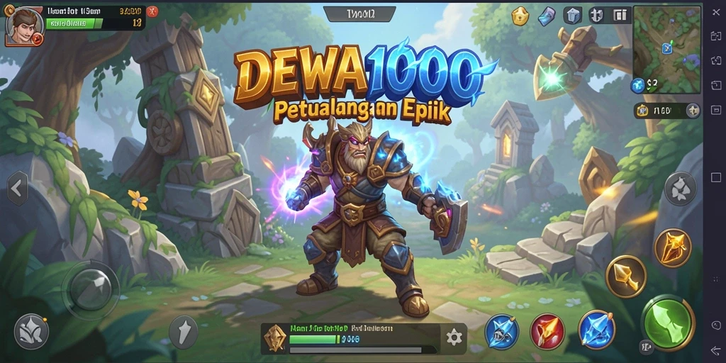 Tampilan gameplay seru dalam DEWA1000 dengan aksi RPG yang mendebarkan.