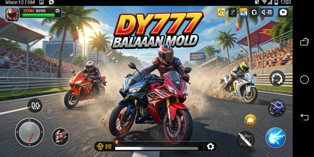 Tampilan menarik dari gameplay balapan motor DY777.