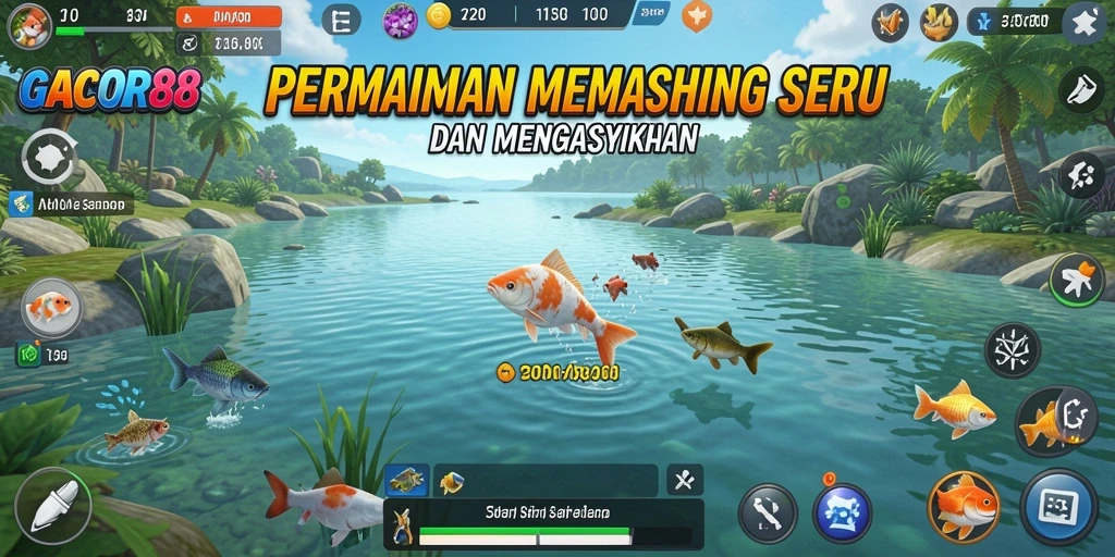 Tampilan gameplay seru GACOR88 dengan aksi memancing yang menarik.