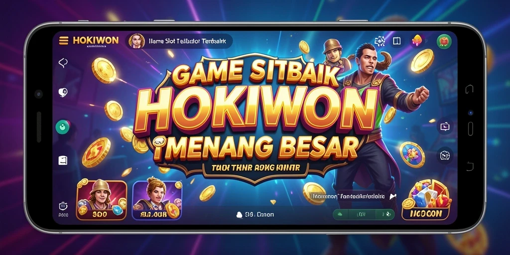 Screenshot gameplay HOKIWON menampilkan mesin slot yang penuh warna.