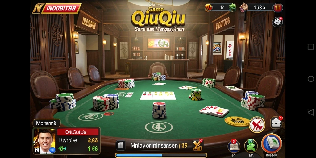 Tampilan gameplay seru dari INDOBIT88 yang menampilkan aksi QiuQiu.