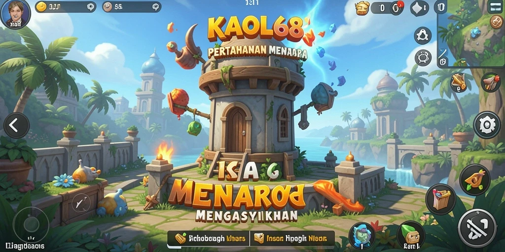 Tampilan gameplay menara pertahanan KAOL68 yang menarik.