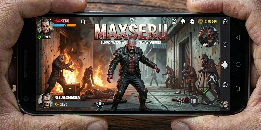 Screenshot menampilkan momen mencekam dalam gameplay MAXSERU.