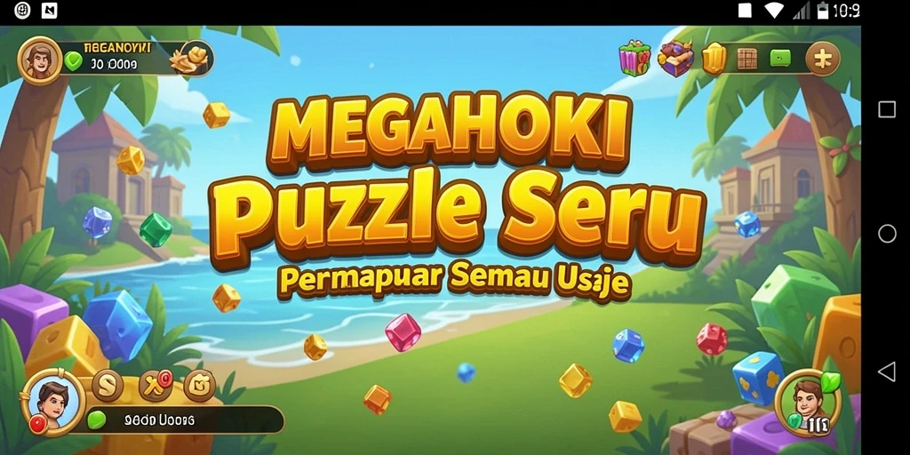 Screenshot utama MEGAHOKI menampilkan gameplay Puzzle yang menantang.
