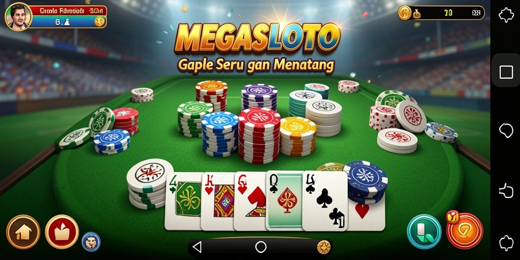 Screenshot gameplay MEGASLOTO yang menampilkan keseruan bermain Gaple.