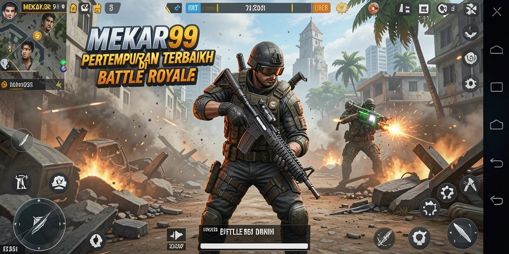 Gameplay seru dan mendebarkan di MEKAR99, pertarungan Battle Royale tak terlupakan.
