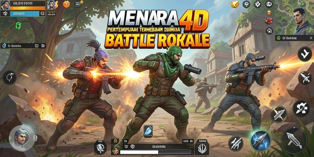 Gameplay seru di MENARA4D saat pertempuran Battle Royale.