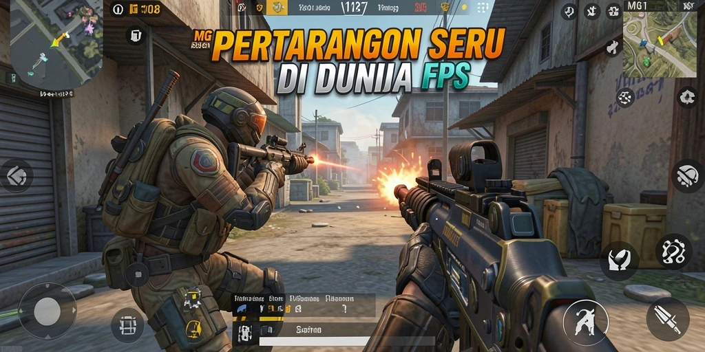 Screenshot menunjukkan aksi seru dalam gameplay MG108 FPS.