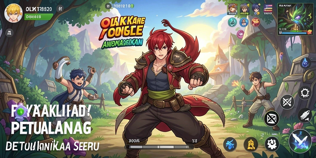 Screenshot gameplay OLX128 menampilkan pertempuran karakter anime yang seru.