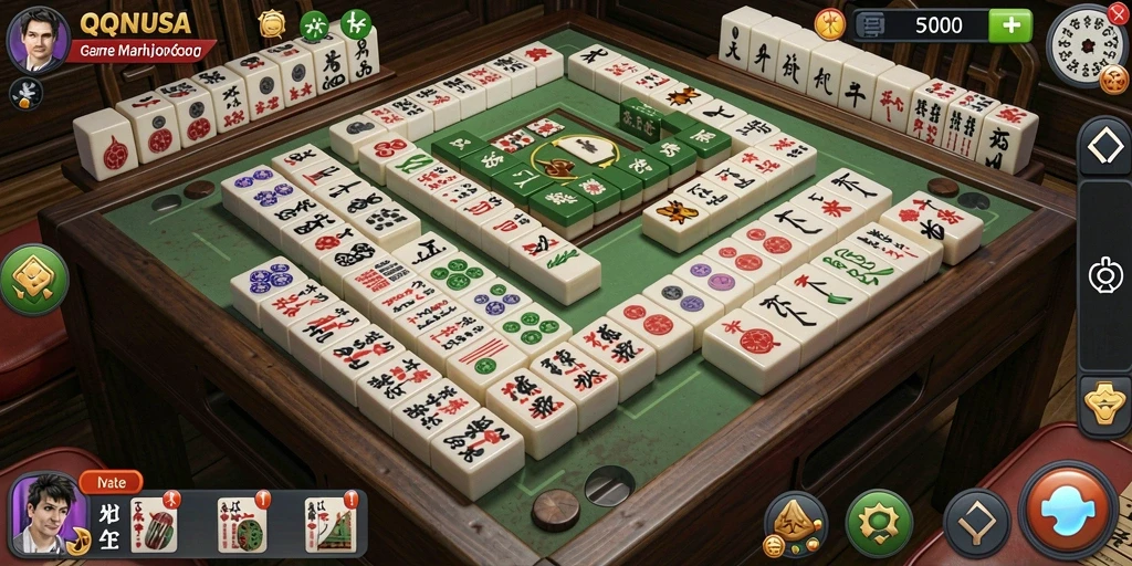 Tampilan menarik dari gameplay Mahjong QQNUSA yang seru.