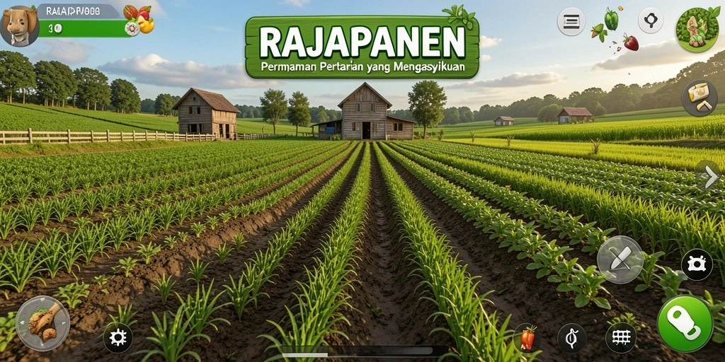 Tangkapan layar utama menunjukkan keseruan gameplay Farming RAJAPANEN.