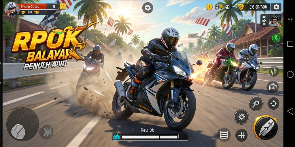 Gameplay seru RPOK dengan balapan motor yang mendebarkan.