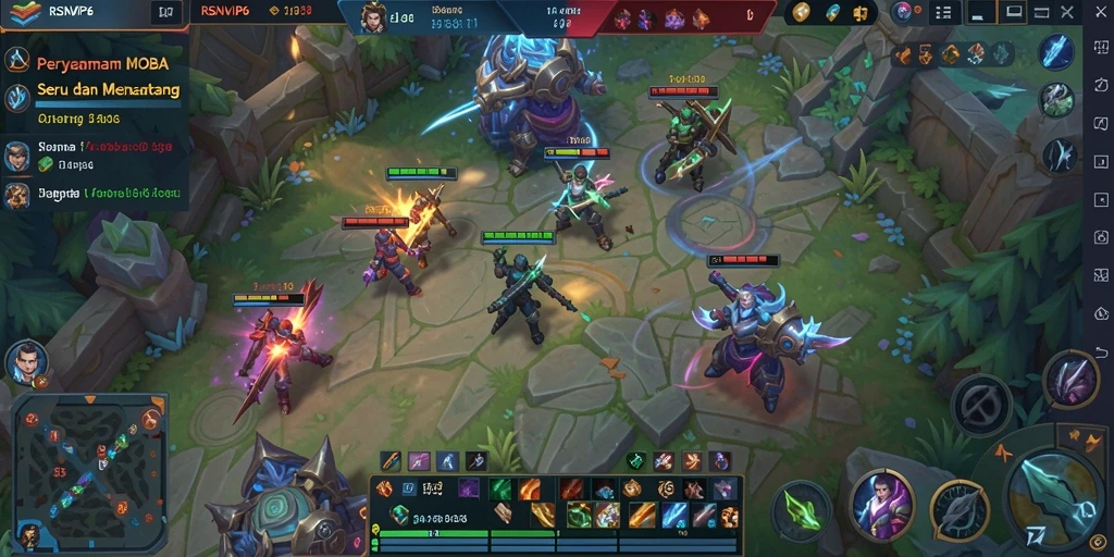 Gameplay seru dalam RSNVIP6 dengan aksi MOBA yang mendebarkan.