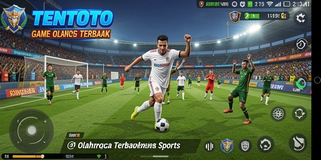 Screenshot gameplay TENTOTO menampilkan aksi mendebarkan dalam pertandingan olahraga.
